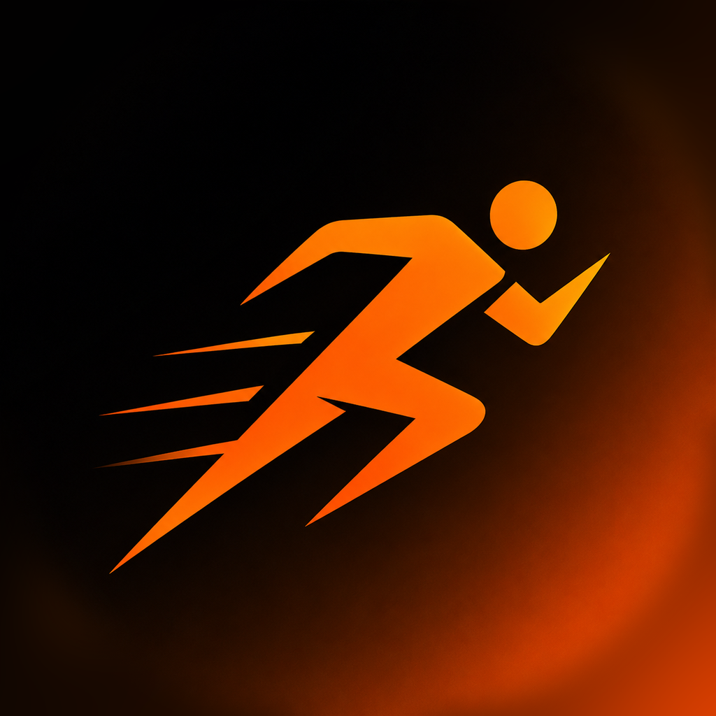 IntervalRun app icon: an orange runner on a dark background